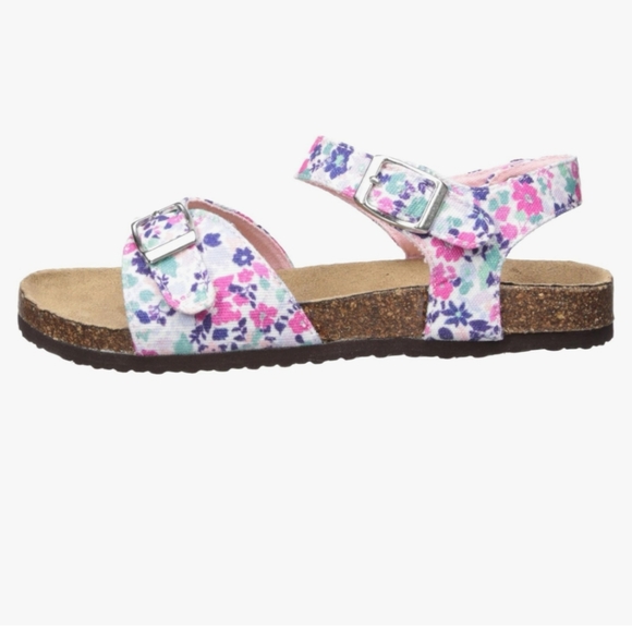 Joules Floral Print Sandals Little Girls Size US 3 UK 2 Ankle Strap Cork Footbed - Picture 8 of 14